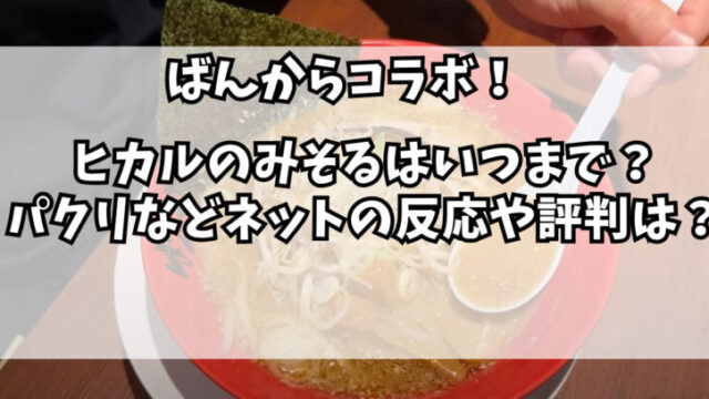 ヒカルのみそるはいつまで？ パクリなどネットの反応や評判は？