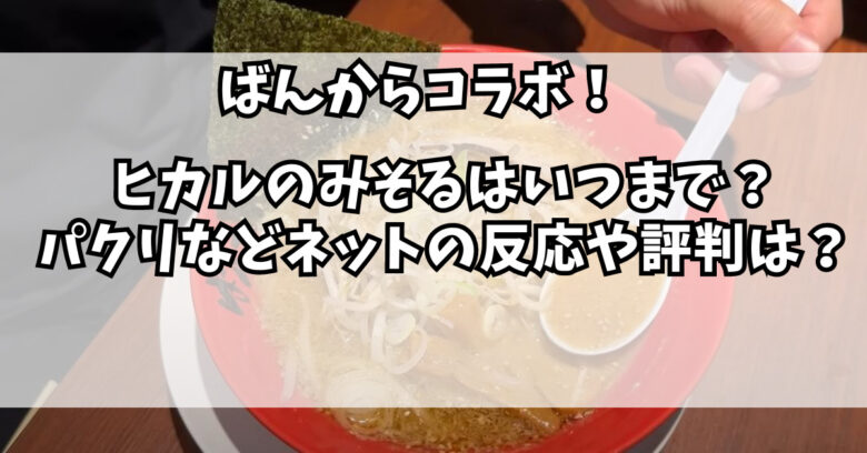 ヒカルのみそるはいつまで？ パクリなどネットの反応や評判は？